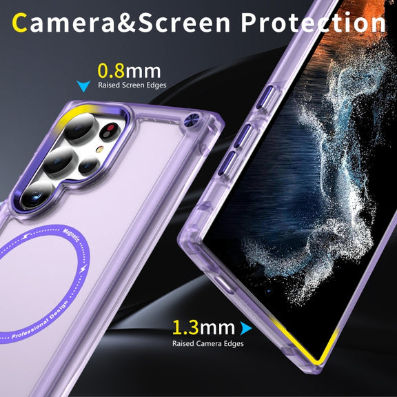 For Samsung Galaxy S25 Ultra 5G Skin Feel TPU + PC MagSafe Magnetic Phone Case(Transparent Purple)