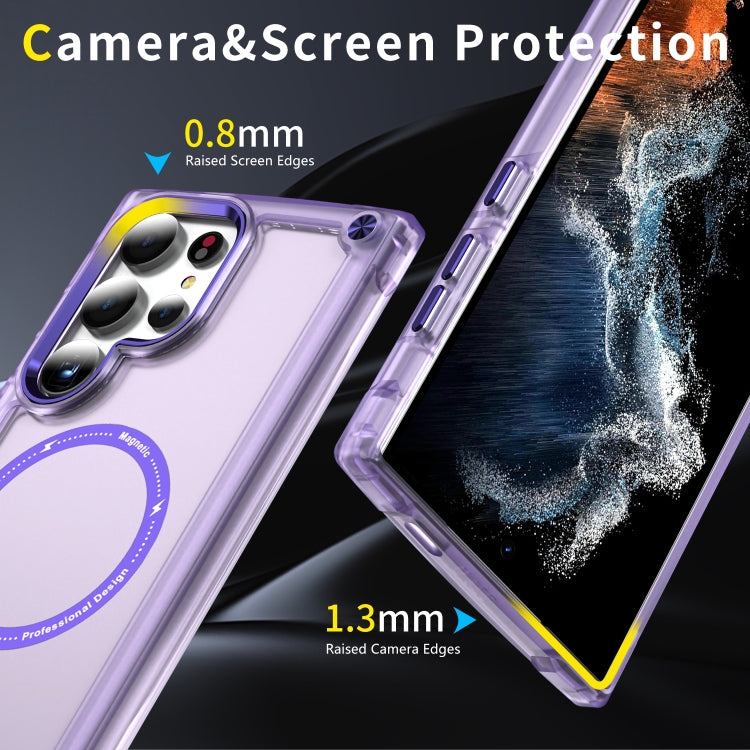 For Samsung Galaxy S25 Ultra 5G Skin Feel TPU + PC MagSafe Magnetic Phone Case(Transparent Purple)