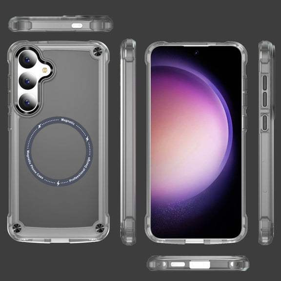 For Samsung Galaxy S25+ 5G Skin Feel TPU + PC MagSafe Magnetic Phone Case(Transparent Black)