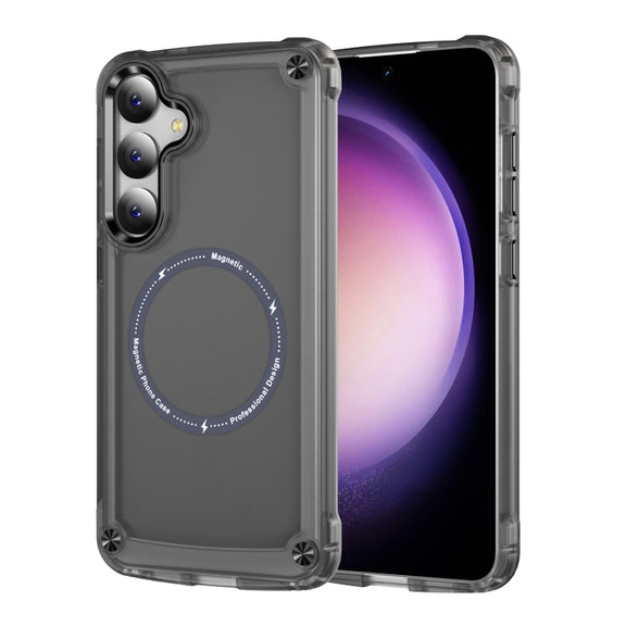 For Samsung Galaxy S25+ 5G Skin Feel TPU + PC MagSafe Magnetic Phone Case(Transparent Black)