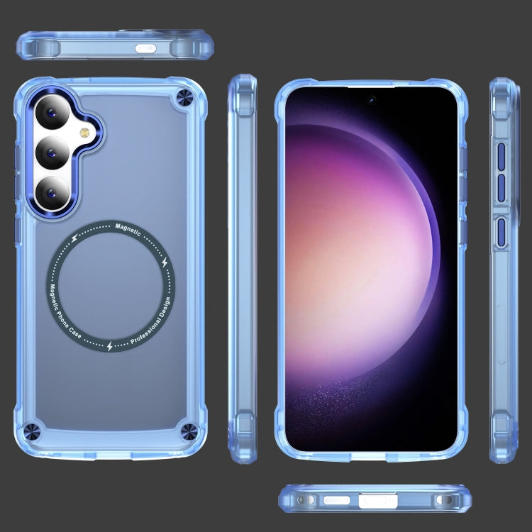 For Samsung Galaxy S25+ 5G Skin Feel TPU + PC MagSafe Magnetic Phone Case(Transparent Blue)