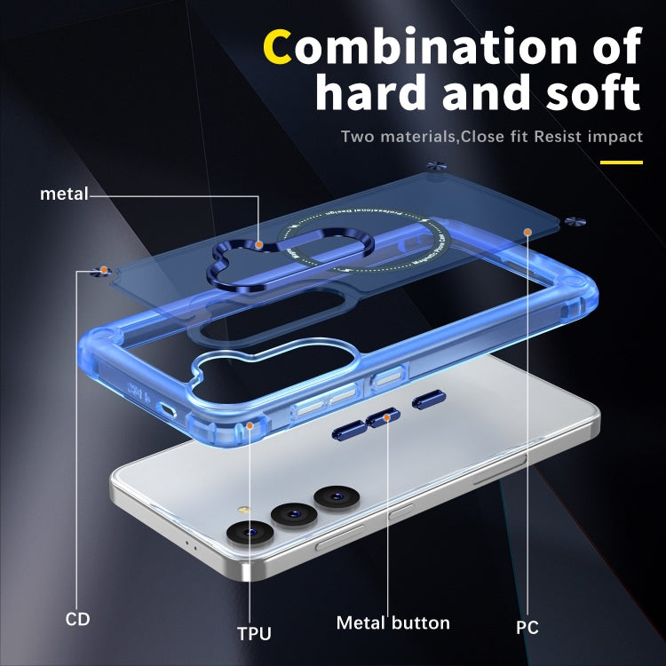 For Samsung Galaxy S25+ 5G Skin Feel TPU + PC MagSafe Magnetic Phone Case(Transparent Blue)
