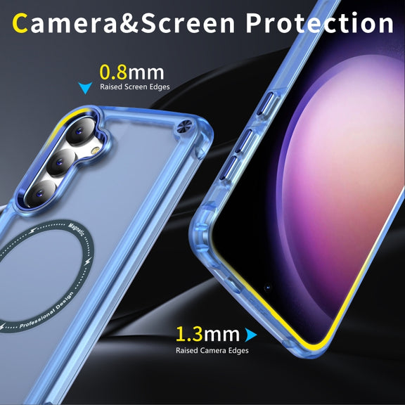 For Samsung Galaxy S25+ 5G Skin Feel TPU + PC MagSafe Magnetic Phone Case(Transparent Blue)