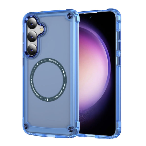 For Samsung Galaxy S25+ 5G Skin Feel TPU + PC MagSafe Magnetic Phone Case(Transparent Blue)