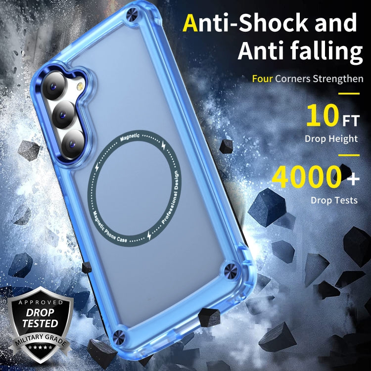 For Samsung Galaxy S25+ 5G Skin Feel TPU + PC MagSafe Magnetic Phone Case(Transparent Blue)