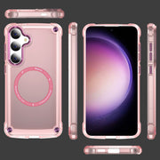 For Samsung Galaxy S25 5G Skin Feel TPU + PC MagSafe Magnetic Phone Case(Transparent Pink)