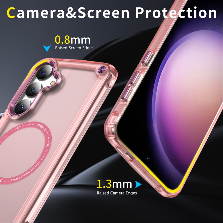For Samsung Galaxy S25 5G Skin Feel TPU + PC MagSafe Magnetic Phone Case(Transparent Pink)