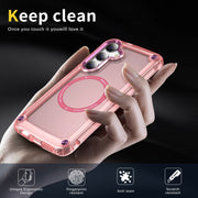 For Samsung Galaxy S25 5G Skin Feel TPU + PC MagSafe Magnetic Phone Case(Transparent Pink)