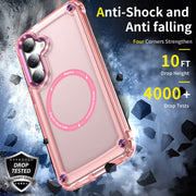 For Samsung Galaxy S25 5G Skin Feel TPU + PC MagSafe Magnetic Phone Case(Transparent Pink)
