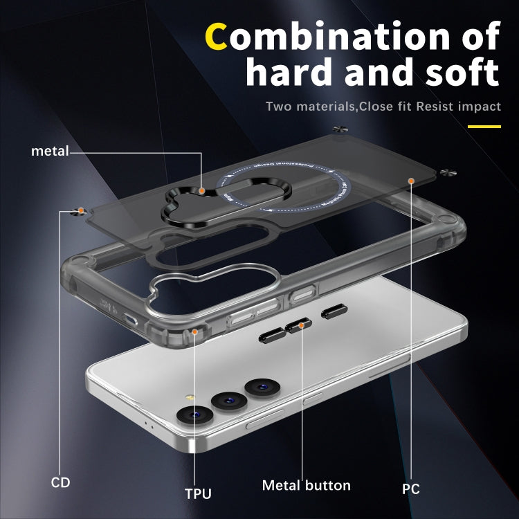 For Samsung Galaxy S25 5G Skin Feel TPU + PC MagSafe Magnetic Phone Case(Transparent Black)