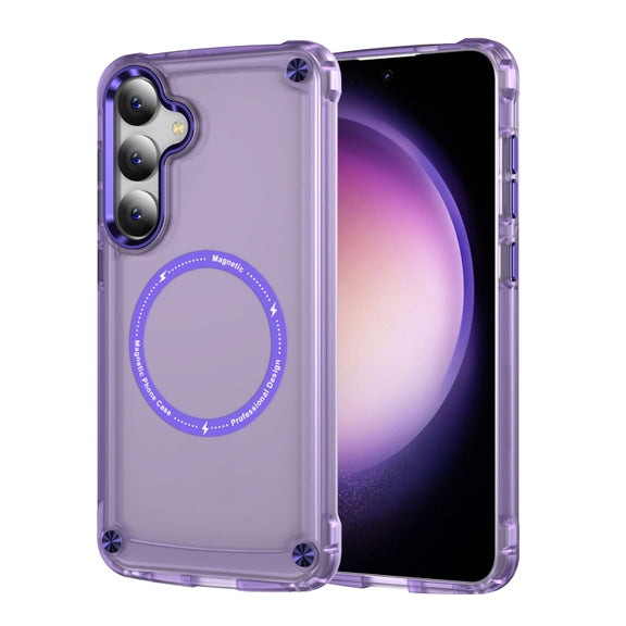 For Samsung Galaxy S25 5G Skin Feel TPU + PC MagSafe Magnetic Phone Case(Transparent Purple)