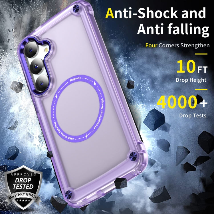 For Samsung Galaxy S25 5G Skin Feel TPU + PC MagSafe Magnetic Phone Case(Transparent Purple)