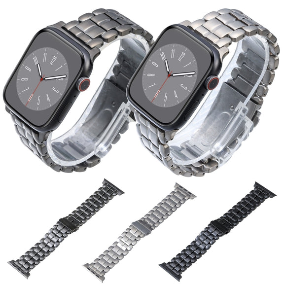 For Apple Watch Series 2 42mm Five Beads Titanium Steel Watch Band(Black)
