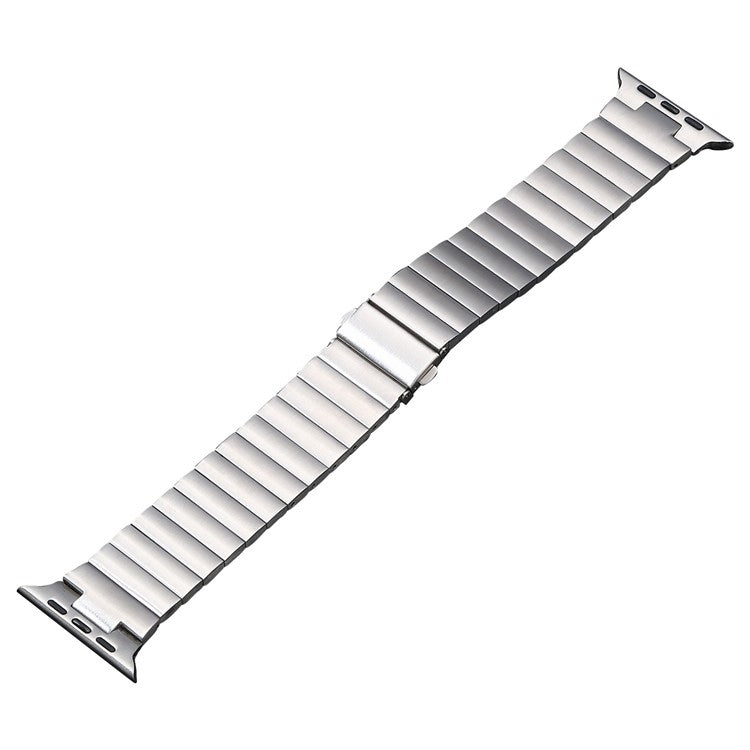 For Apple Watch Series 7 41mm Flat Buckle Stainless Steel Watch Band(Silver) - Watch Bands by PMC TechLife | Online Shopping South Africa | PMC TechLife | Buy Now Pay Later Mobicred