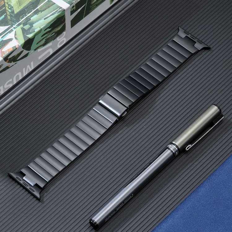 For Apple Watch 42mm Flat Buckle Stainless Steel Watch Band(Black)
