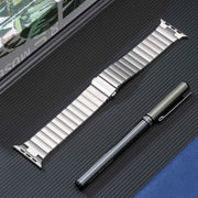 For Apple Watch 42mm Flat Buckle Stainless Steel Watch Band(Silver)