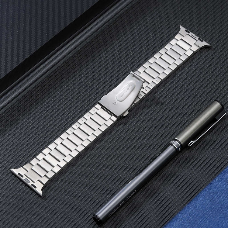 For Apple Watch 42mm Flat Buckle Stainless Steel Watch Band(Silver)