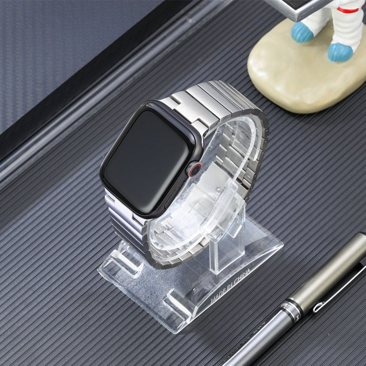 For Apple Watch 42mm Flat Buckle Stainless Steel Watch Band(Silver)