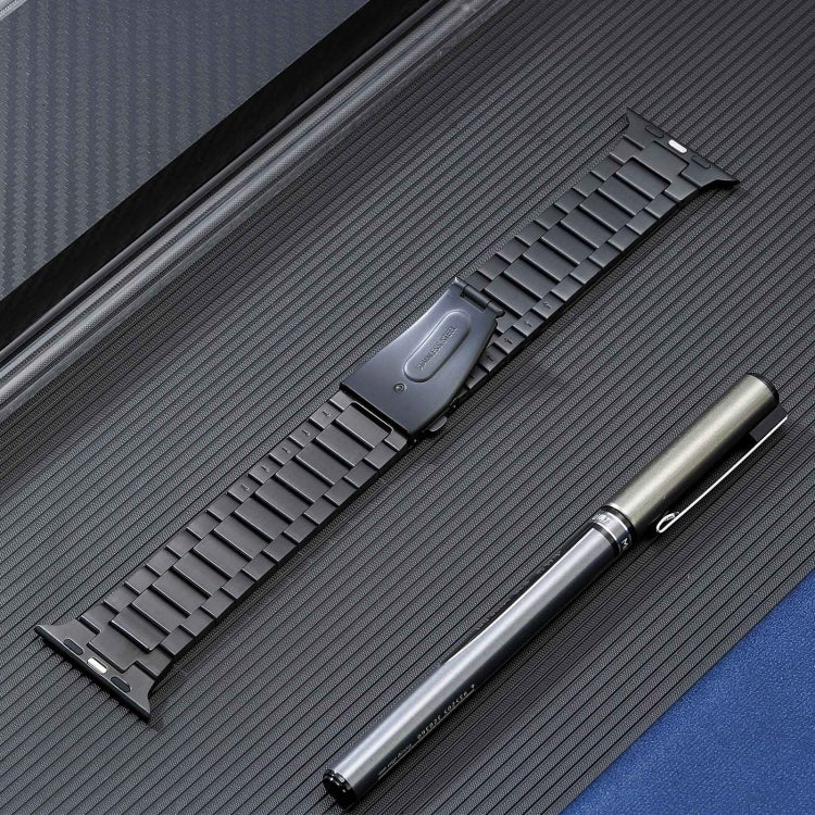 For Apple Watch 38mm Flat Buckle Stainless Steel Watch Band(Black) - free shipping - PMC TechLife - Order now!