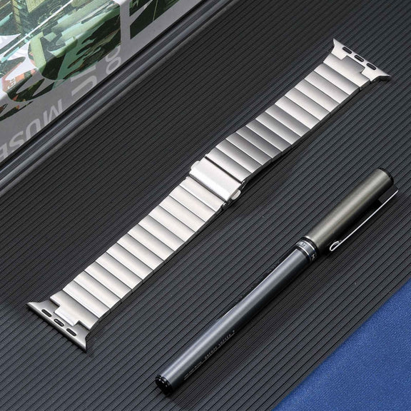 For Apple Watch 38mm Flat Buckle Stainless Steel Watch Band(Silver)
