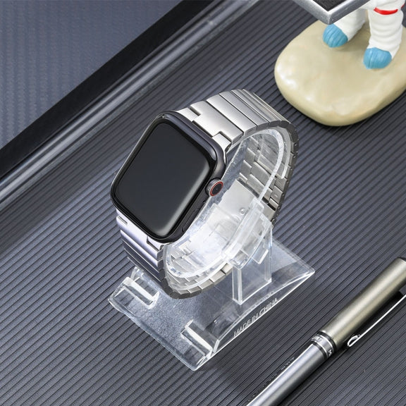 For Apple Watch 38mm Flat Buckle Stainless Steel Watch Band(Silver)