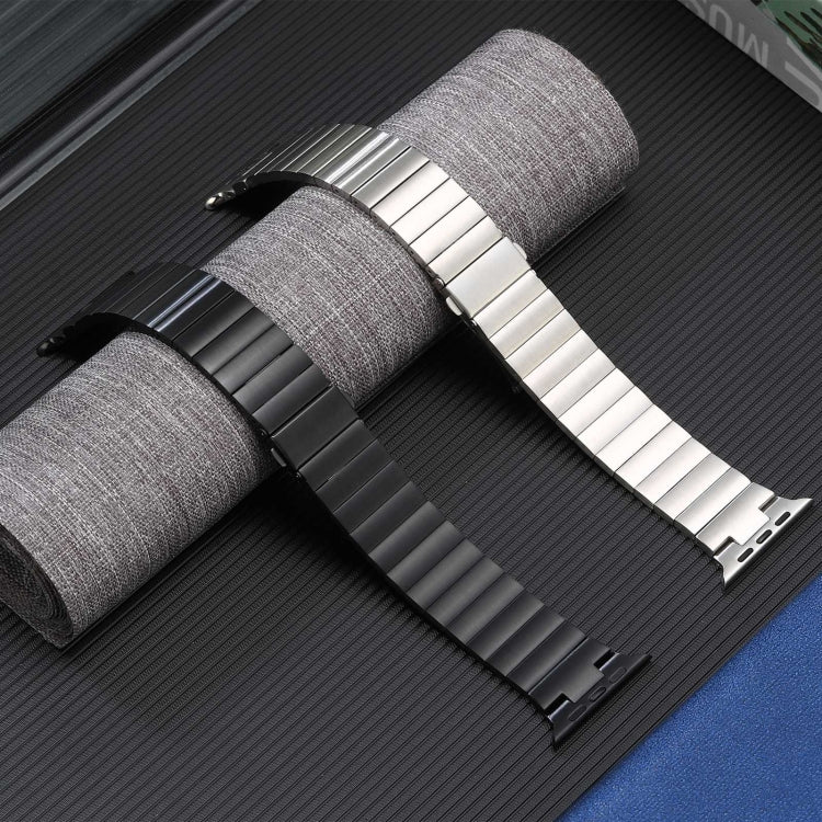 For Apple Watch SE 40mm Flat Buckle Stainless Steel Watch Band(Silver)