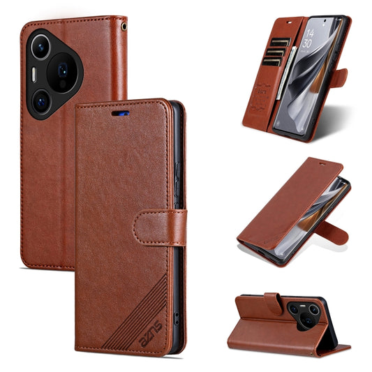 For Huawei Pura 70 Pro / 70 Pro+ AZNS Sheepskin Texture Flip Leather Phone Case(Brown) - free shipping - PMC Jewellery - Order now!