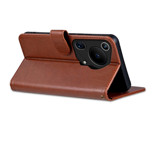 For Huawei Pura 70 Ultra AZNS Sheepskin Texture Flip Leather Phone Case(Brown)