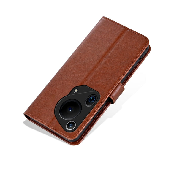 For Huawei Pura 70 Ultra AZNS Sheepskin Texture Flip Leather Phone Case(Brown)