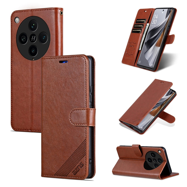For OPPO Find X8 Pro AZNS Sheepskin Texture Flip Leather Phone Case(Brown)