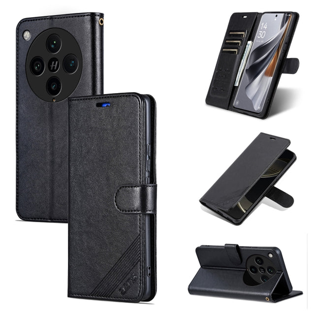 For OPPO Find X8 Pro AZNS Sheepskin Texture Flip Leather Phone Case(Black)