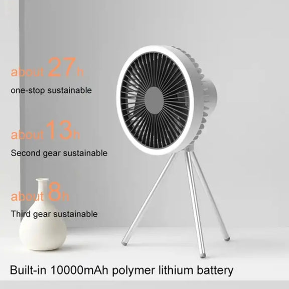 DQ212 10000mAh Outdoor Portable Camping Fan Tent Hanging Vertical Light(Black Grey)