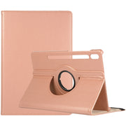 For Samsung Galaxy Tab S9 360 Degrees Rotation Holder Litchi Texture Leather Tablet Case(Rose Gold)