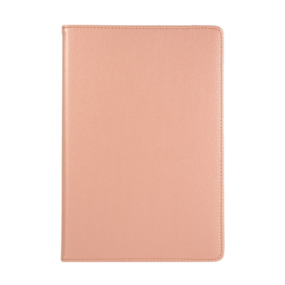 For Samsung Galaxy Tab S9 360 Degrees Rotation Holder Litchi Texture Leather Tablet Case(Rose Gold)