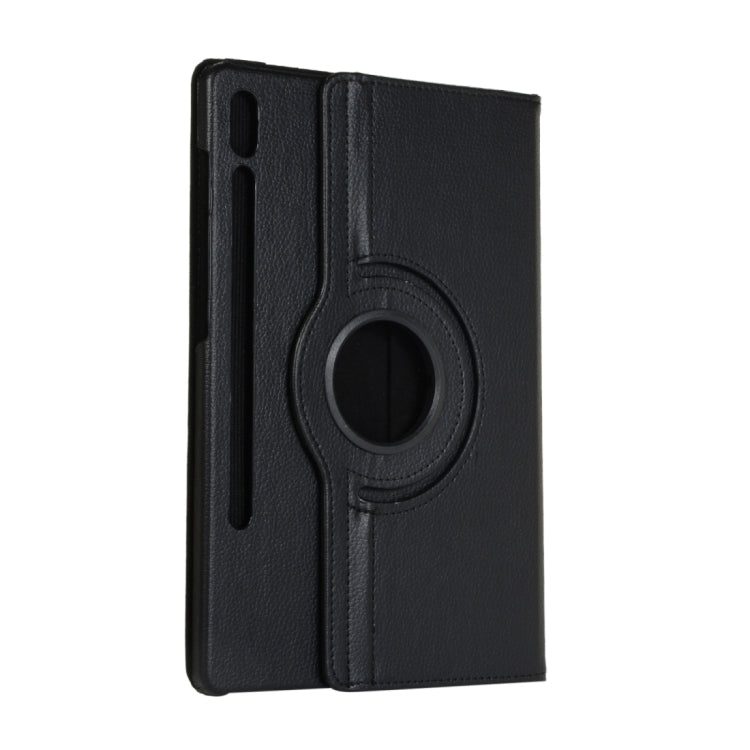 For Samsung Galaxy Tab S9+ / Tab S10+ 360 Degrees Rotation Holder Litchi Texture Leather Tablet Case(Black)