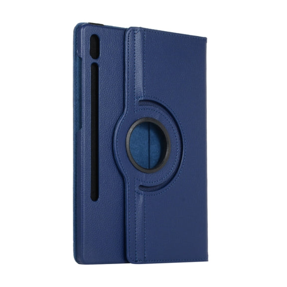 For Samsung Galaxy Tab S9+ / Tab S10+ 360 Degrees Rotation Holder Litchi Texture Leather Tablet Case(Blue)