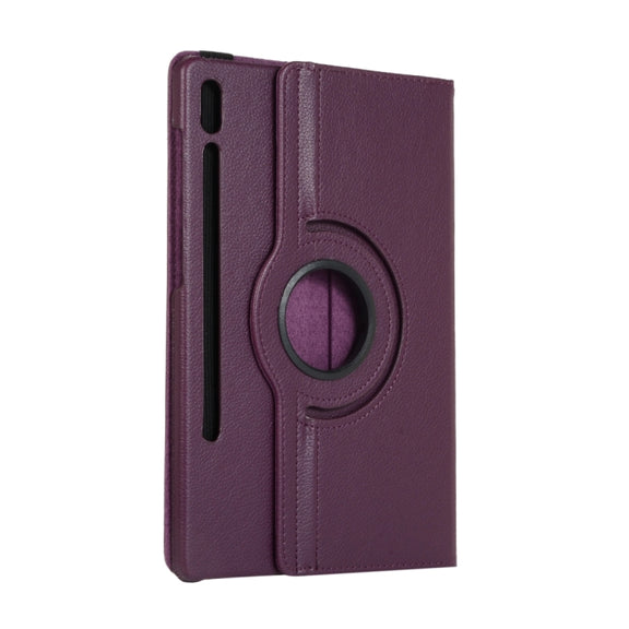 For Samsung Galaxy Tab S9+ / Tab S10+ 360 Degrees Rotation Holder Litchi Texture Leather Tablet Case(Purple)