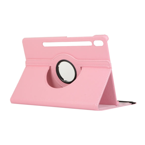 For Samsung Galaxy Tab S9+ / Tab S10+ Litchi Texture 360 Degrees Rotation Holder Leather Tablet Case(Pink)