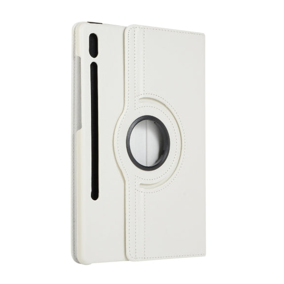 For Samsung Galaxy Tab S9+ / Tab S10+ 360 Degrees Rotation Holder Litchi Texture Leather Tablet Case(White)
