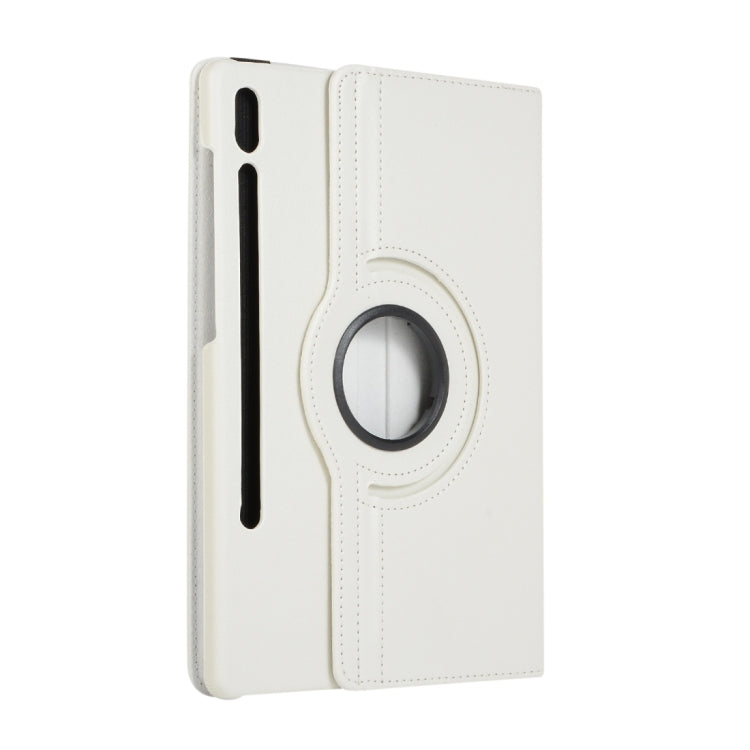 For Samsung Galaxy Tab S9+ / Tab S10+ 360 Degrees Rotation Holder Litchi Texture Leather Tablet Case(White)