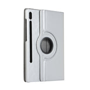 For Samsung Galaxy Tab S9+ / Tab S10+ 360 Degrees Rotation Holder Litchi Texture Leather Tablet Case(Silver)
