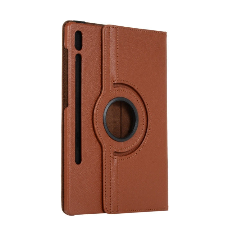 For Samsung Galaxy Tab S9 Ultra Litchi Texture 360 Degrees Rotation Holder Leather Tablet Case(Brown) - Galaxy Tab S9 Ultra Cases by PMC Jewellery | Online Shopping South Africa | PMC Jewellery | Buy Now Pay Later Mobicred