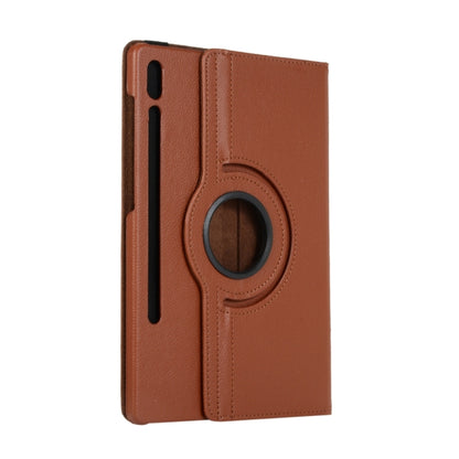 For Samsung Galaxy Tab S9 Ultra Litchi Texture 360 Degrees Rotation Holder Leather Tablet Case(Brown) - Galaxy Tab S9 Ultra Cases by PMC Jewellery | Online Shopping South Africa | PMC Jewellery | Buy Now Pay Later Mobicred
