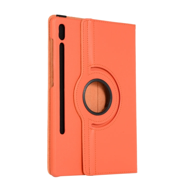 For Samsung Galaxy Tab S9 Ultra Litchi Texture 360 Degrees Rotation Holder Leather Tablet Case(Orange) - Galaxy Tab S9 Ultra Cases by PMC Jewellery | Online Shopping South Africa | PMC Jewellery | Buy Now Pay Later Mobicred