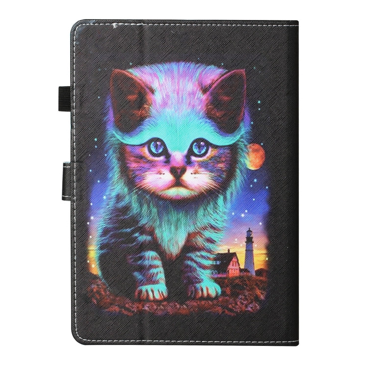 For 10 inch Universal Tablet Colored Drawing Stitching Horizontal Flip Leather Case with Holder & Card Slots & Anti-skid strip(Night Cat) - 7 inch by PMC TechLife | Online Shopping South Africa | PMC TechLife | Buy Now Pay Later Mobicred