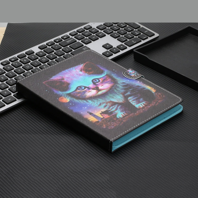 For 10 inch Universal Tablet Colored Drawing Stitching Horizontal Flip Leather Case with Holder & Card Slots & Anti-skid strip(Night Cat) - 7 inch by PMC TechLife | Online Shopping South Africa | PMC TechLife | Buy Now Pay Later Mobicred