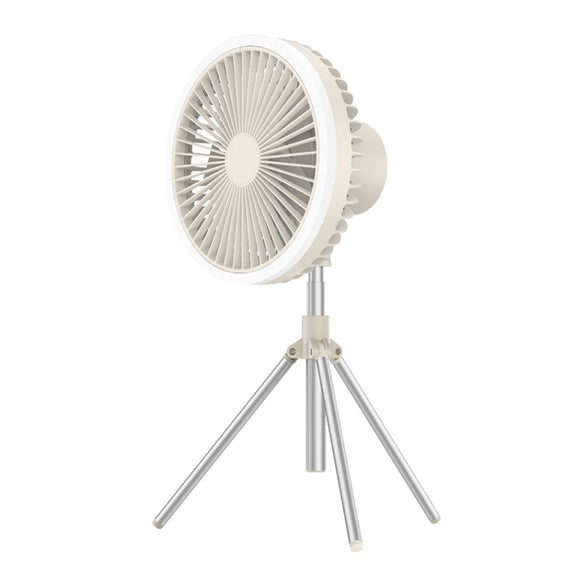 DQ216 10000mAh Outdoor Portable Liftable Swivel Head Camping Fan Tent Hanging Vertical Colorful Light with Remote Control(Khaki)