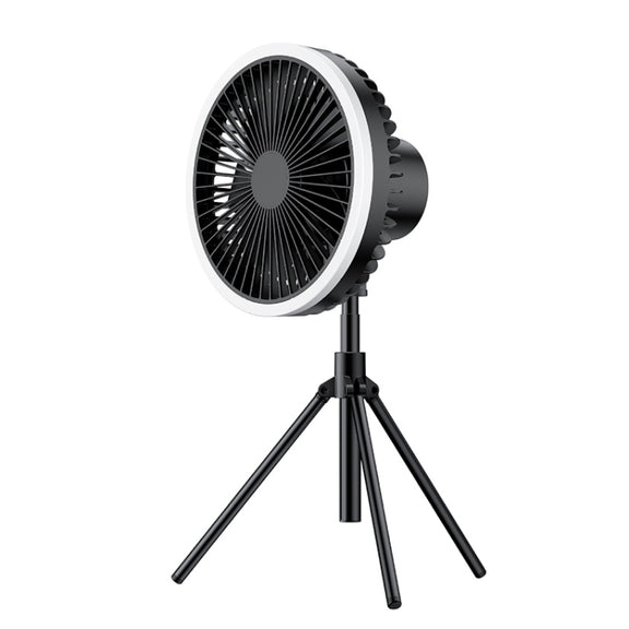 DQ216 10000mAh Outdoor Portable Liftable Swivel Head Camping Fan Tent Hanging Vertical Colorful Light with Remote Control(Black)
