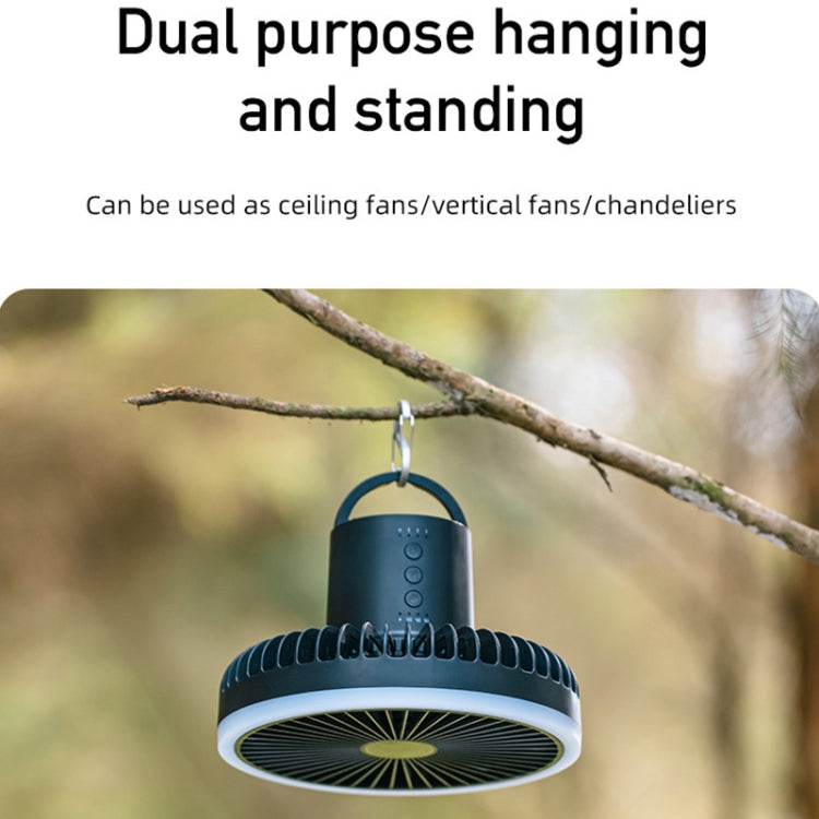 DQ216 10000mAh Outdoor Portable Liftable Swivel Head Camping Fan Tent Hanging Vertical Colorful Light with Remote Control(Khaki) - Electric Fans by PMC TechLife | Online Shopping South Africa | PMC TechLife | Buy Now Pay Later Mobicred