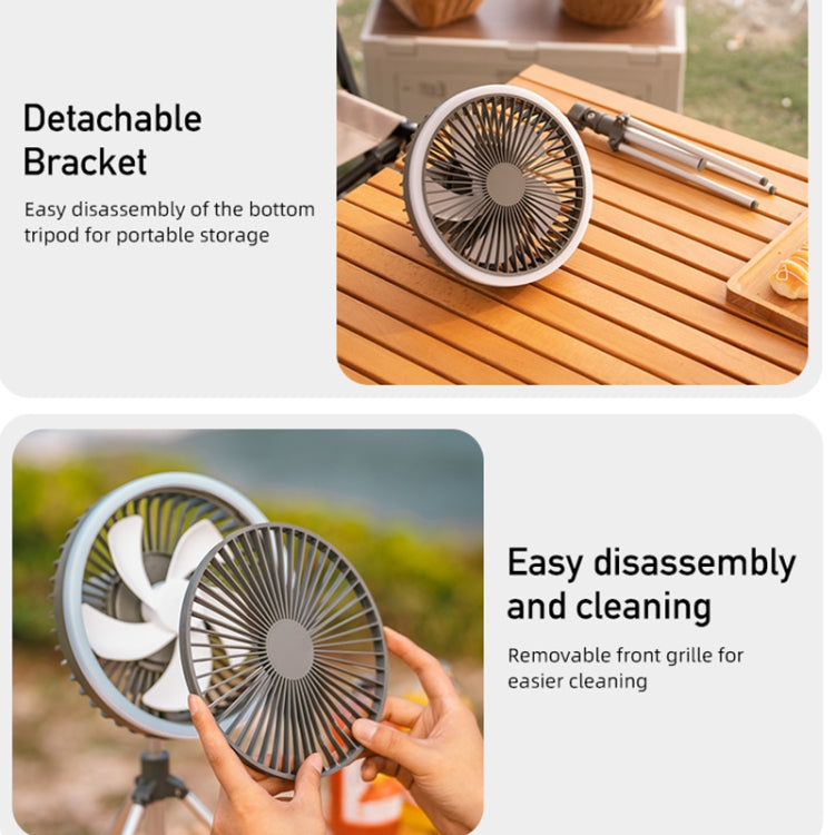 DQ216 10000mAh Outdoor Portable Liftable Swivel Head Camping Fan Tent Hanging Vertical Colorful Light with Remote Control(Khaki) - Electric Fans by PMC TechLife | Online Shopping South Africa | PMC TechLife | Buy Now Pay Later Mobicred